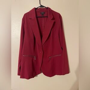 Torrid Womens Button Down Blazer Suit Jacket Plus 3X Maroon Zipper Career